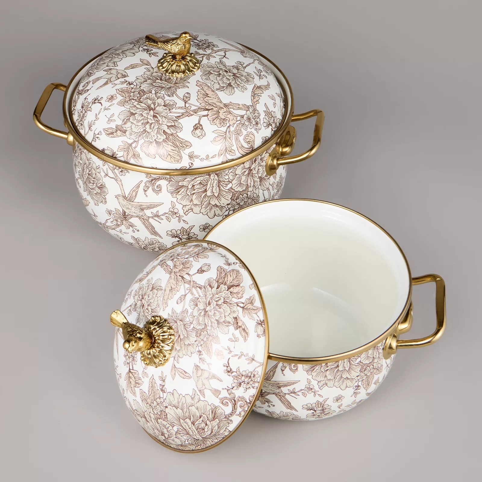 НАБОР КАСТРЮЛЬ AGNESS ЭМАЛИРОВАННЫХ СЕРИЯ "ROYAL GARDEN", 4ПР. 2,1Л И 3,8Л