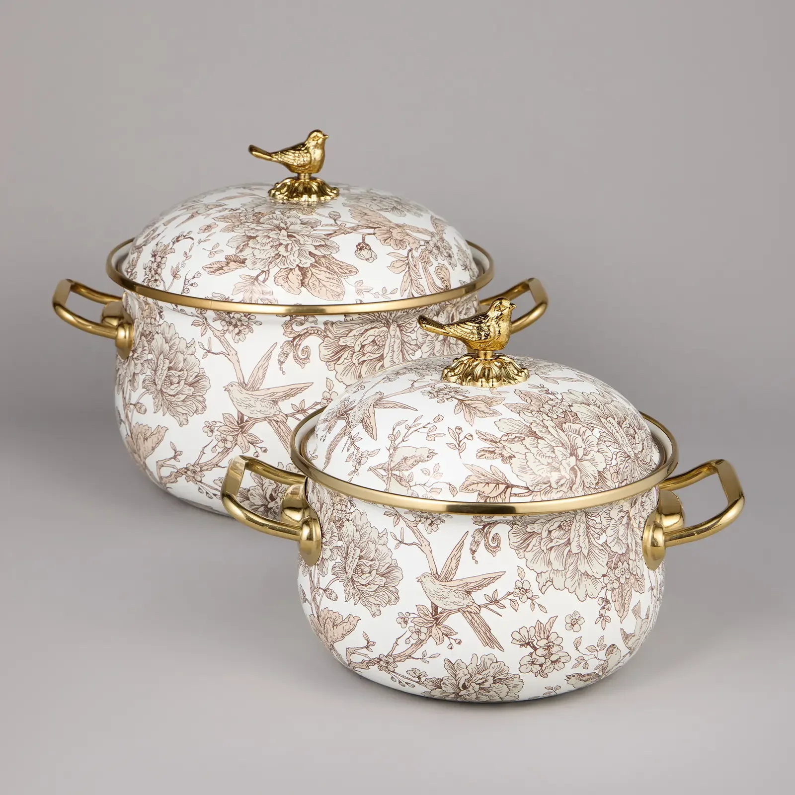 НАБОР КАСТРЮЛЬ AGNESS ЭМАЛИРОВАННЫХ СЕРИЯ "ROYAL GARDEN", 4ПР. 2,1Л И 3,8Л
