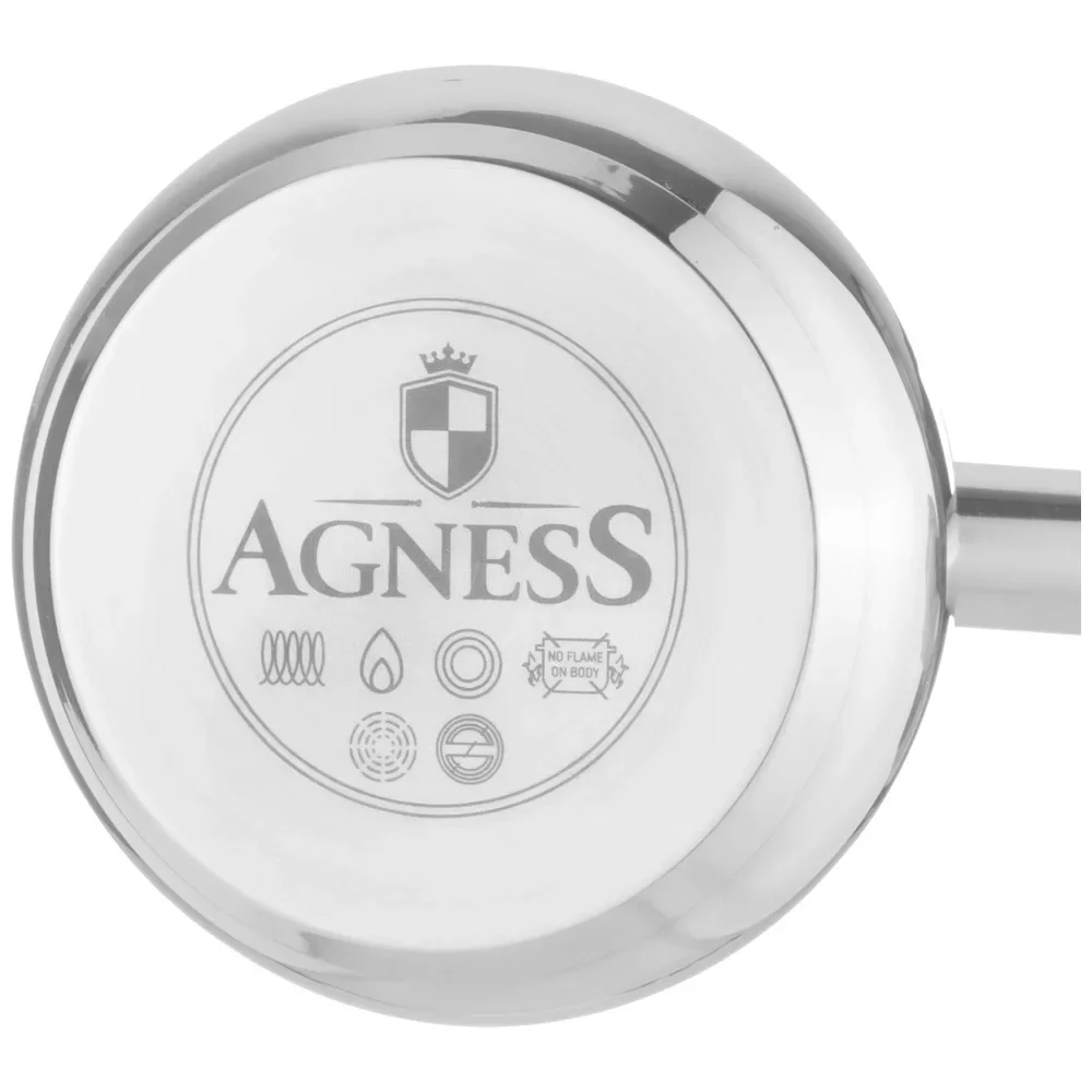 ТУРКА AGNESS, 500МЛ, НЕРЖ.СТАЛЬ 304, ТЕРМОАККУМУЛИРУЮЩЕЕ ДНО, ИНДУКЦИЯ
