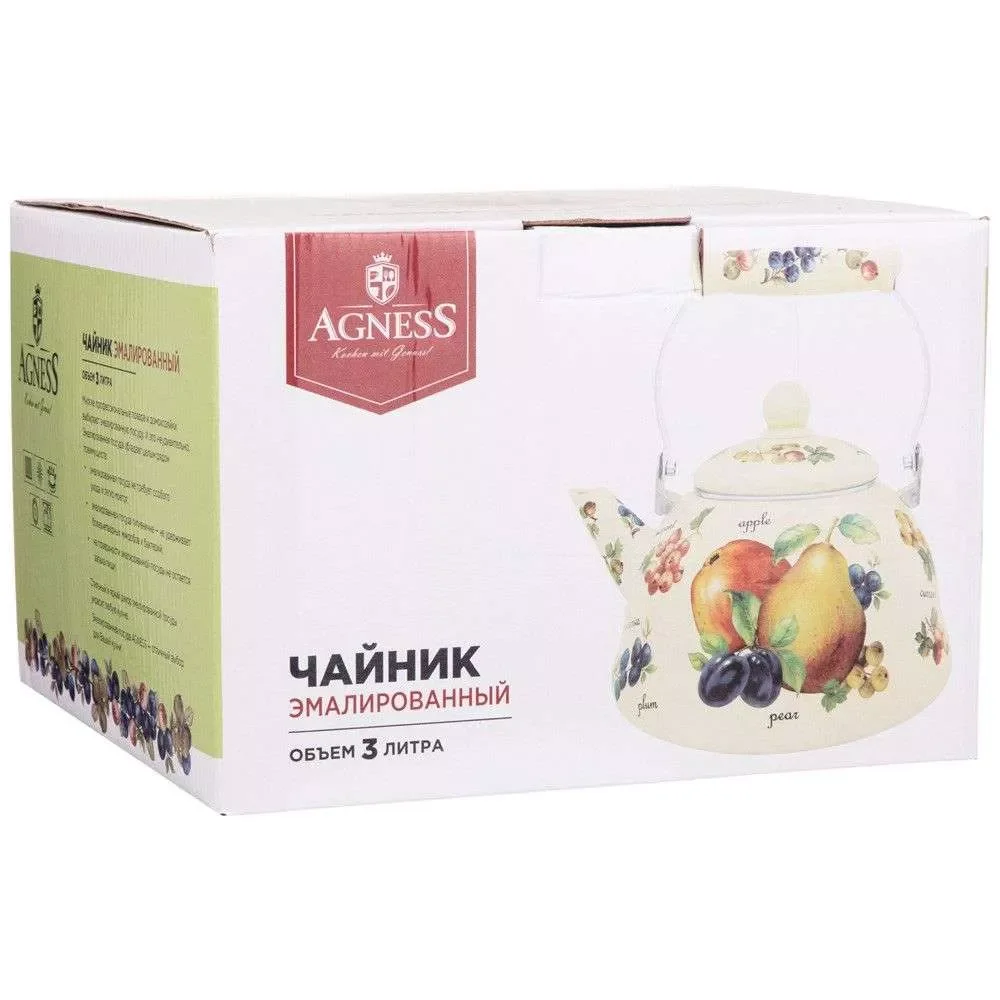ЧАЙНИК AGNESS  ЭМАЛИРОВАННЫЙ СЕРИЯ "ВИВЬЕН" 4 Л