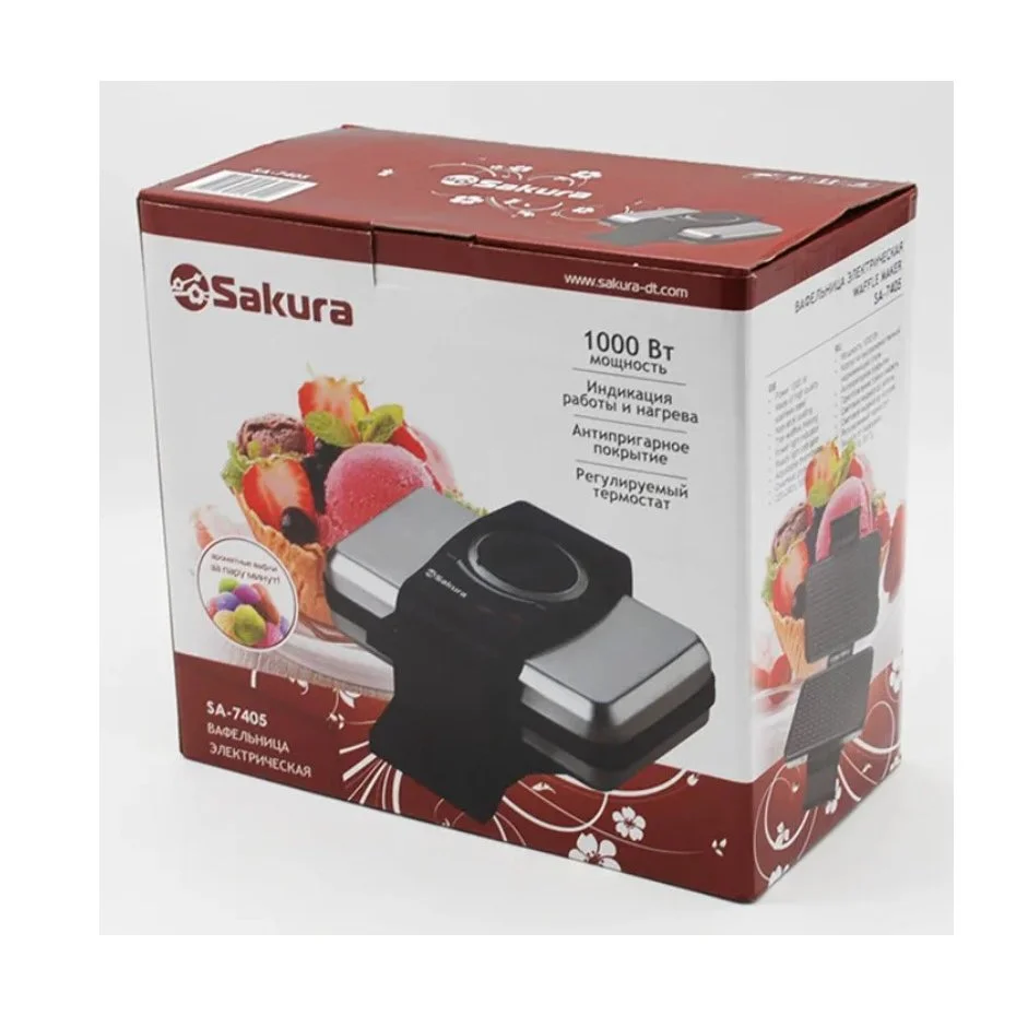 Вафельница Sakura SA-7405T 1000Вт нерж "венские вафли"