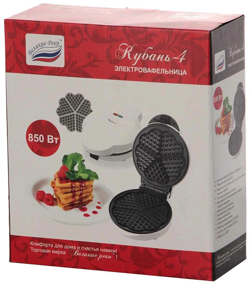 Вафельница Великие Реки Кубань-4 белый 700Вт