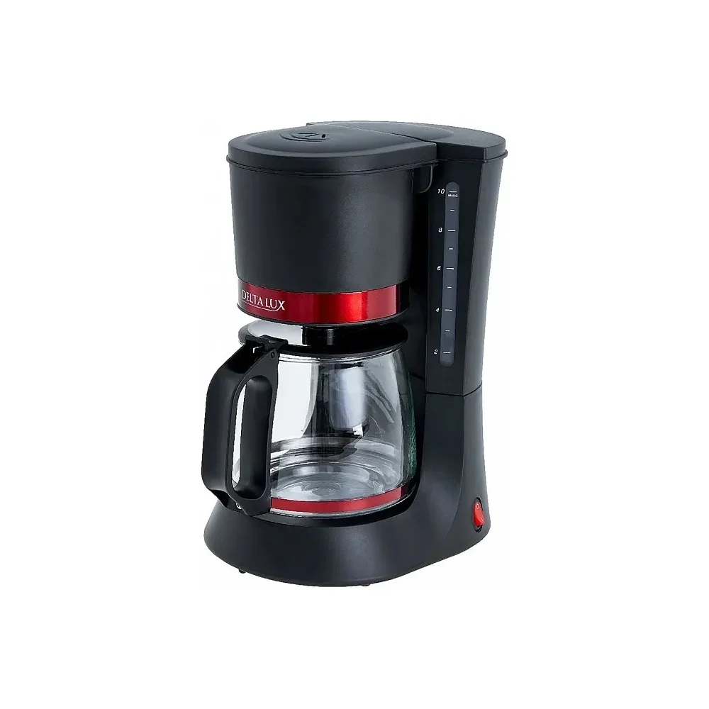 Кофеварка Delta LUX DL-8152 черная с красным