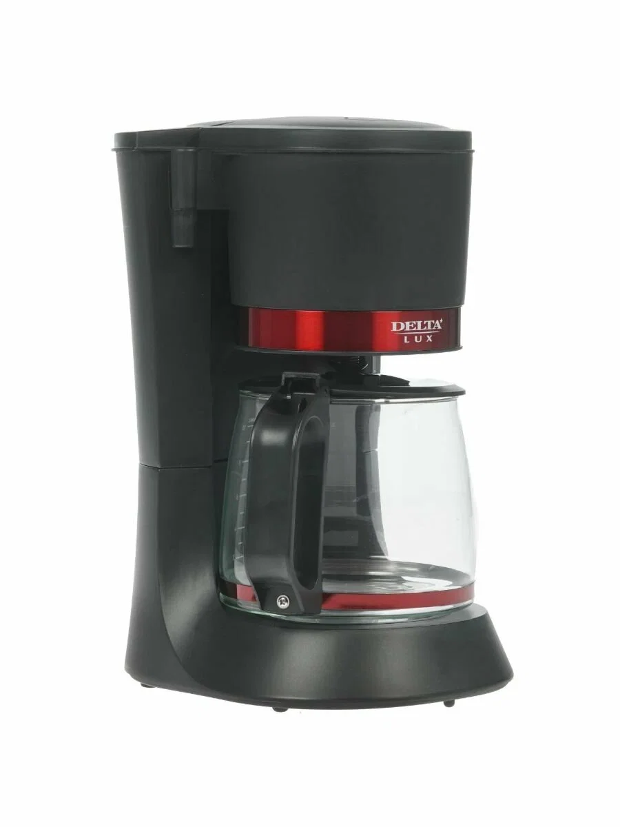 Кофеварка Delta LUX DL-8152 черная с красным