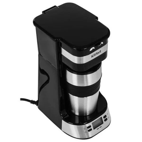 Кофеварка капельная Kitfort КТ-795 черный/нержавеющая сталь, исп. кофе - молотый, 0.42 л, 750 Вт.