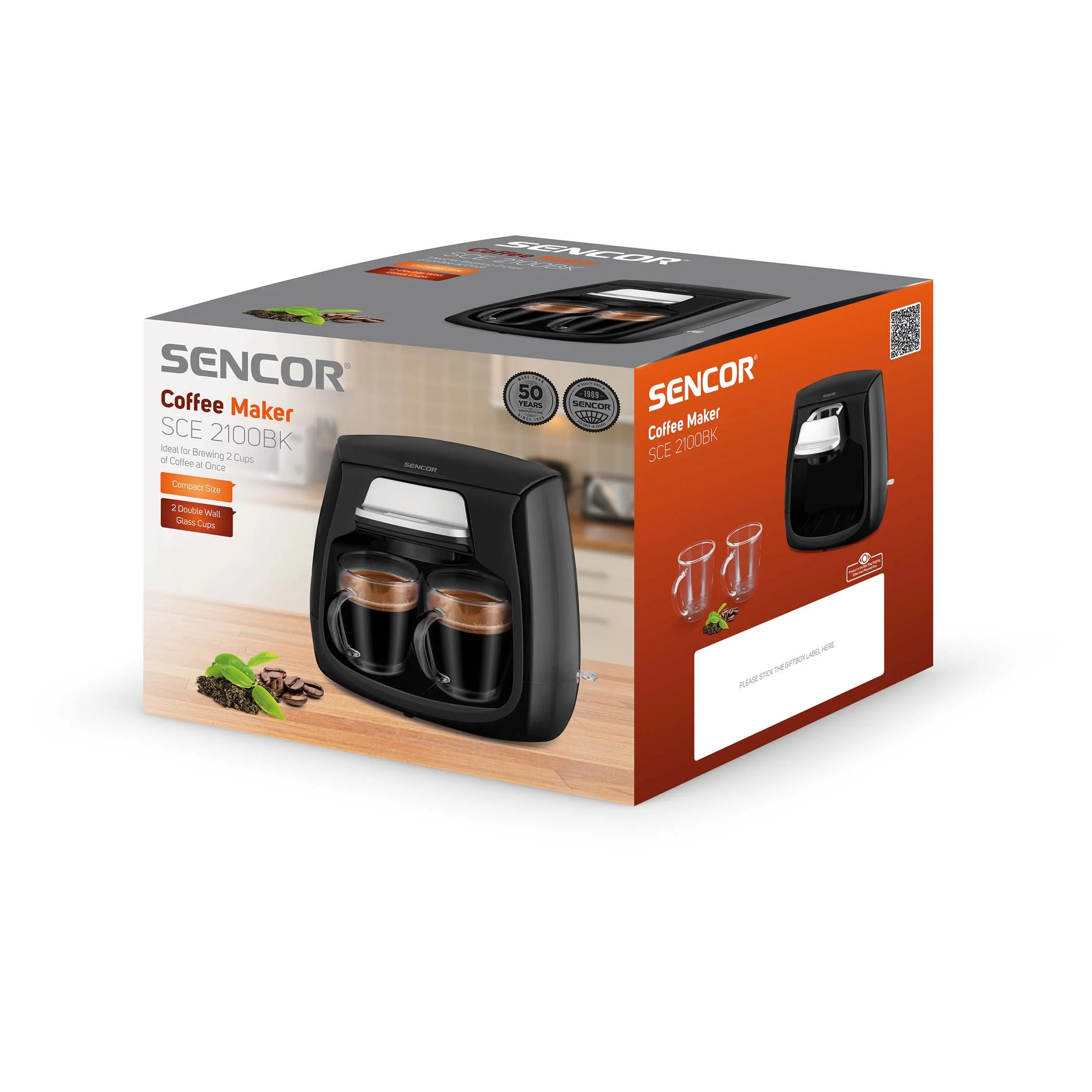 Кофеварка капельная Sencor SCE 2101RD красный, исп. кофе - молотый, 0.3 л. 500 Вт.