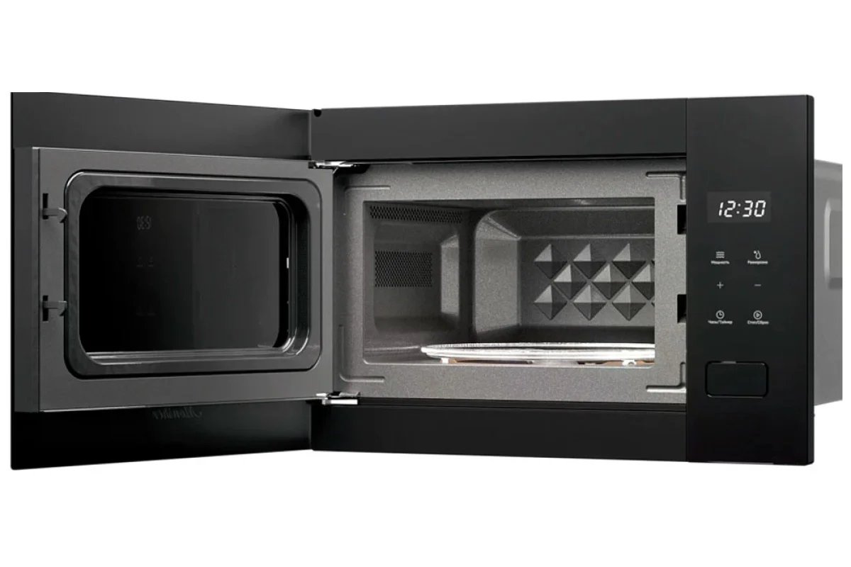 Встраиваемая микроволновая печь MONSHER MMH 1115 Noir, High-Tech, 15 л, мощность 600 Вт, 5 уровней мощности, размораживание, сенсорное управление, чер