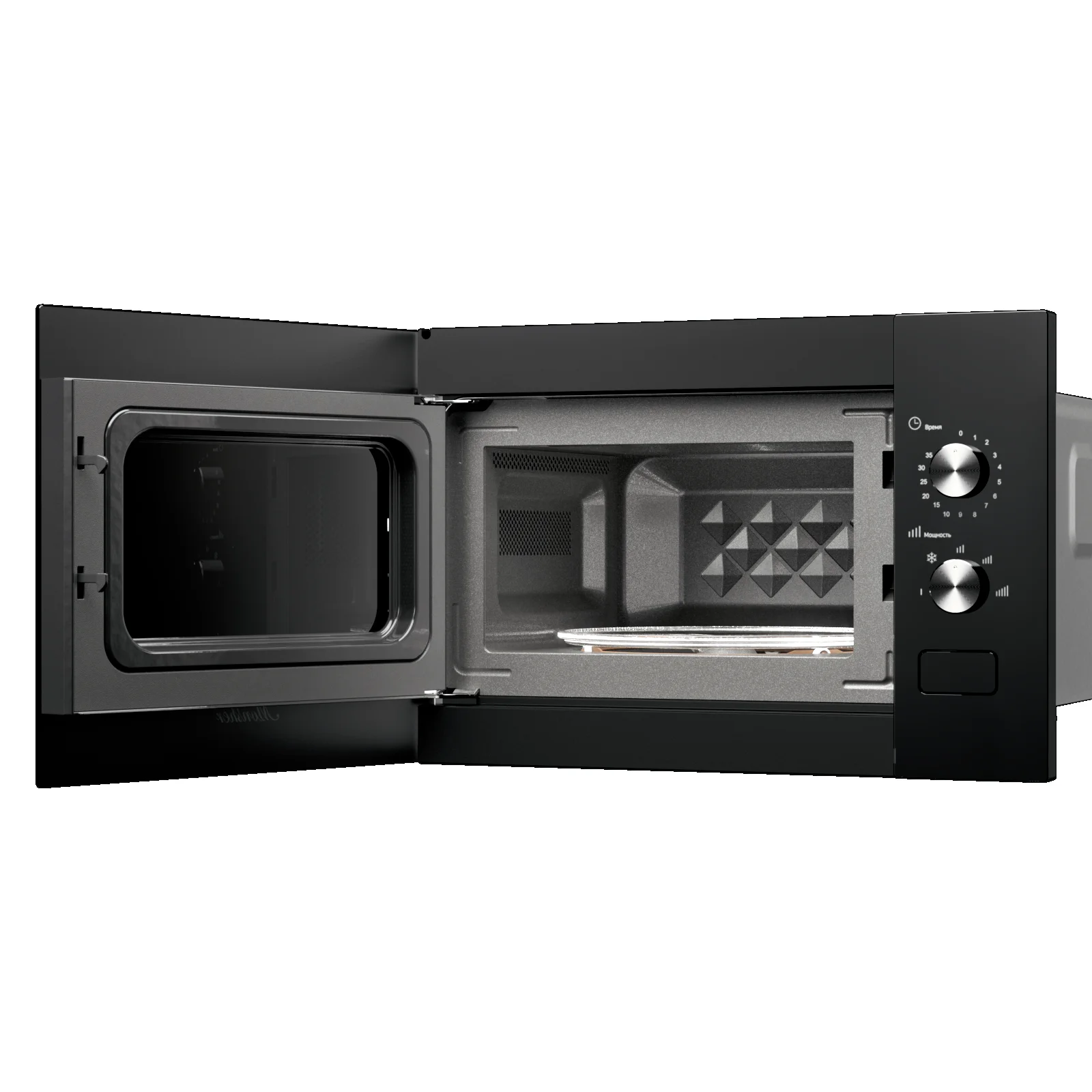 Встраиваемая микроволновая печь MONSHER MMH 1115 Noir, High-Tech, 15 л, мощность 600 Вт, 5 уровней мощности, размораживание, сенсорное управление, чер