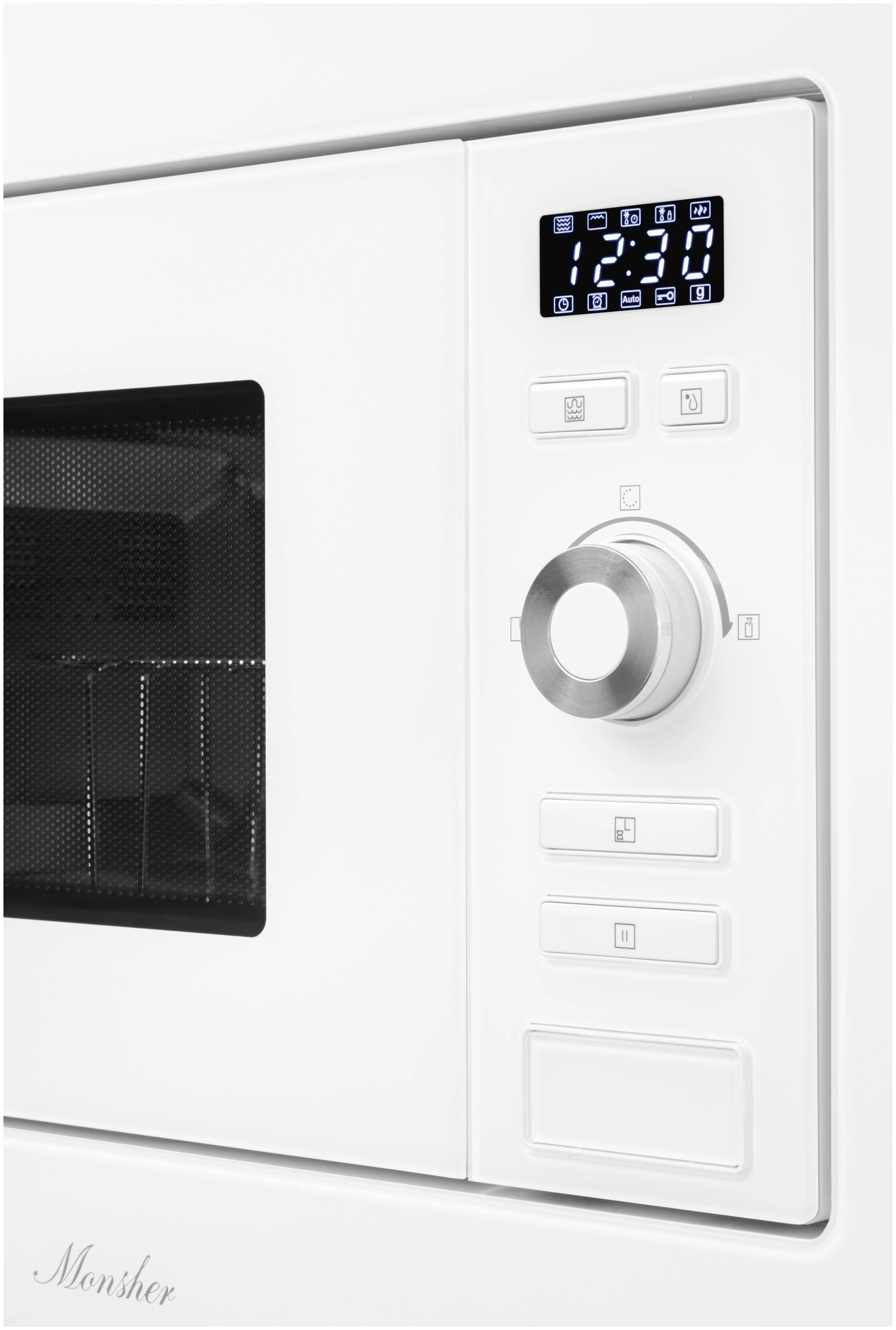 Микроволновая печь встраиваемая MONSHER 201 W 20 л, 800-1250 Вт, гриль, 8 программ, белый