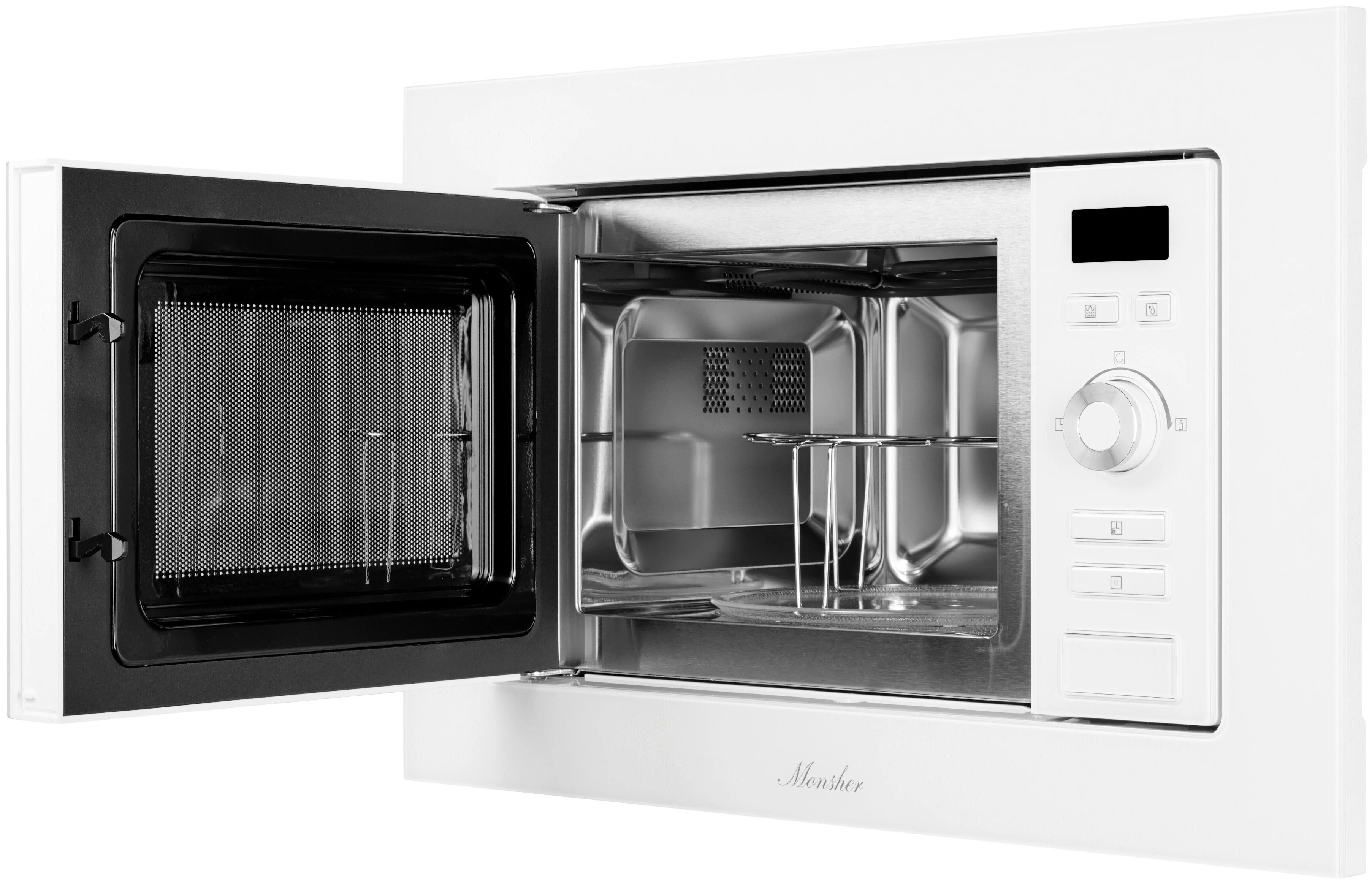 Микроволновая печь встраиваемая MONSHER 201 W 20 л, 800-1250 Вт, гриль, 8 программ, белый