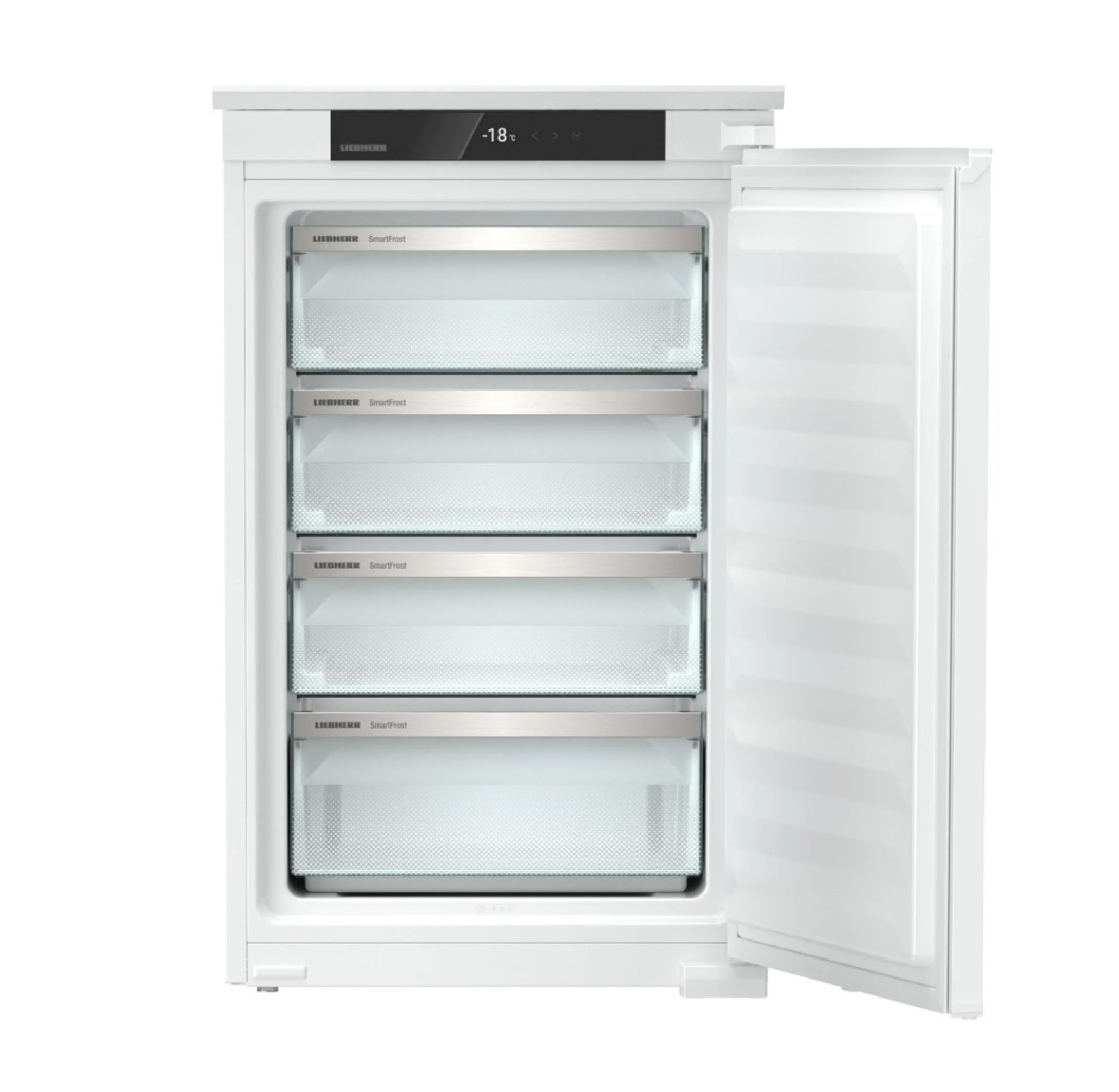 Встраиваемая морозильная камера Liebherr Pure, высота 82-88 см, door-on-door, SmartFrost, сенсорная электроника за дверью.