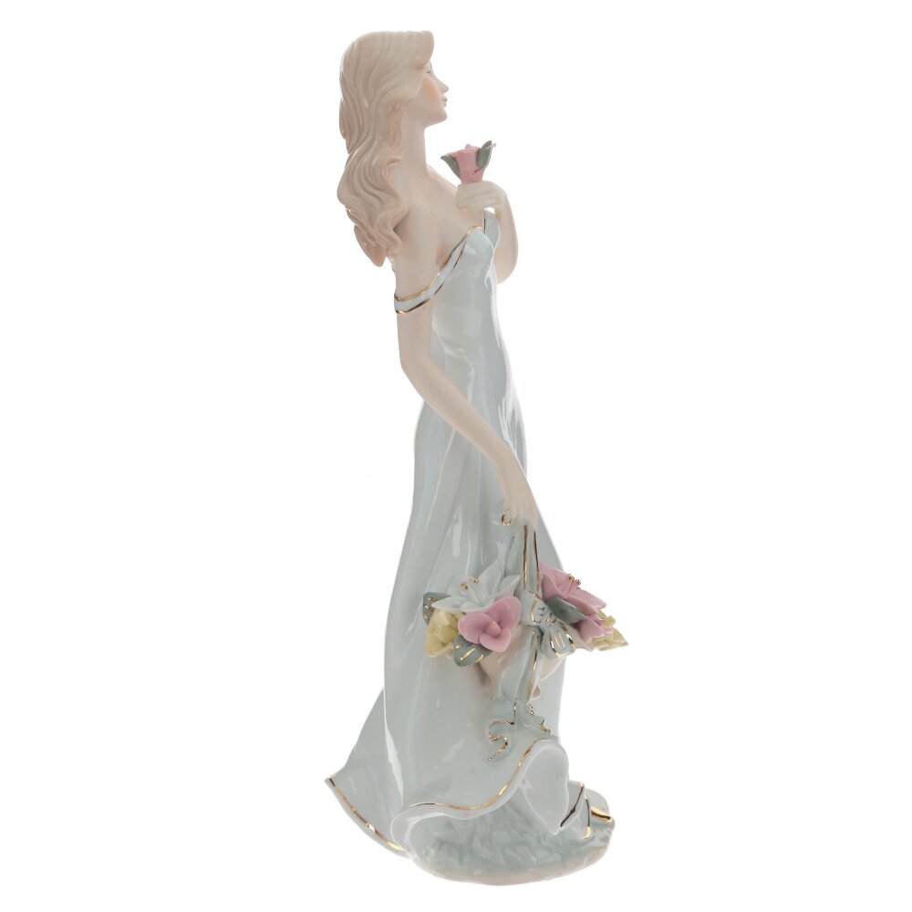 Фигурка декоративная "Девушка с корзиной цветов", L17 W13 H34,5 см