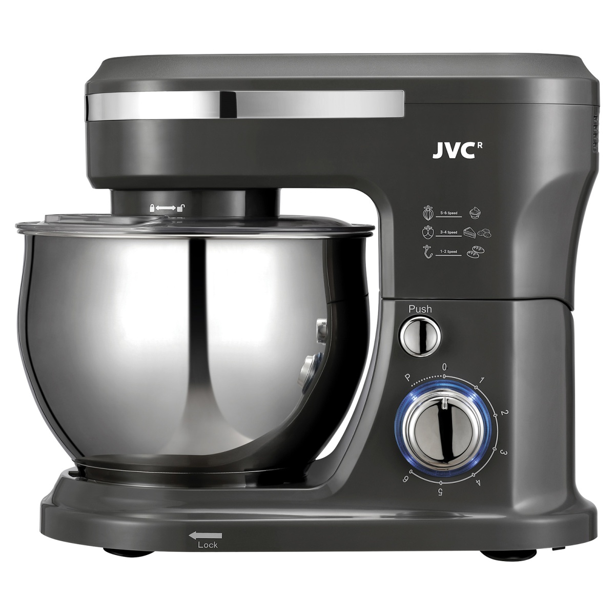 Миксер-тестомес JVC JK-MX503 graphite, 1800Вт, 5.5л, 6 скоростей