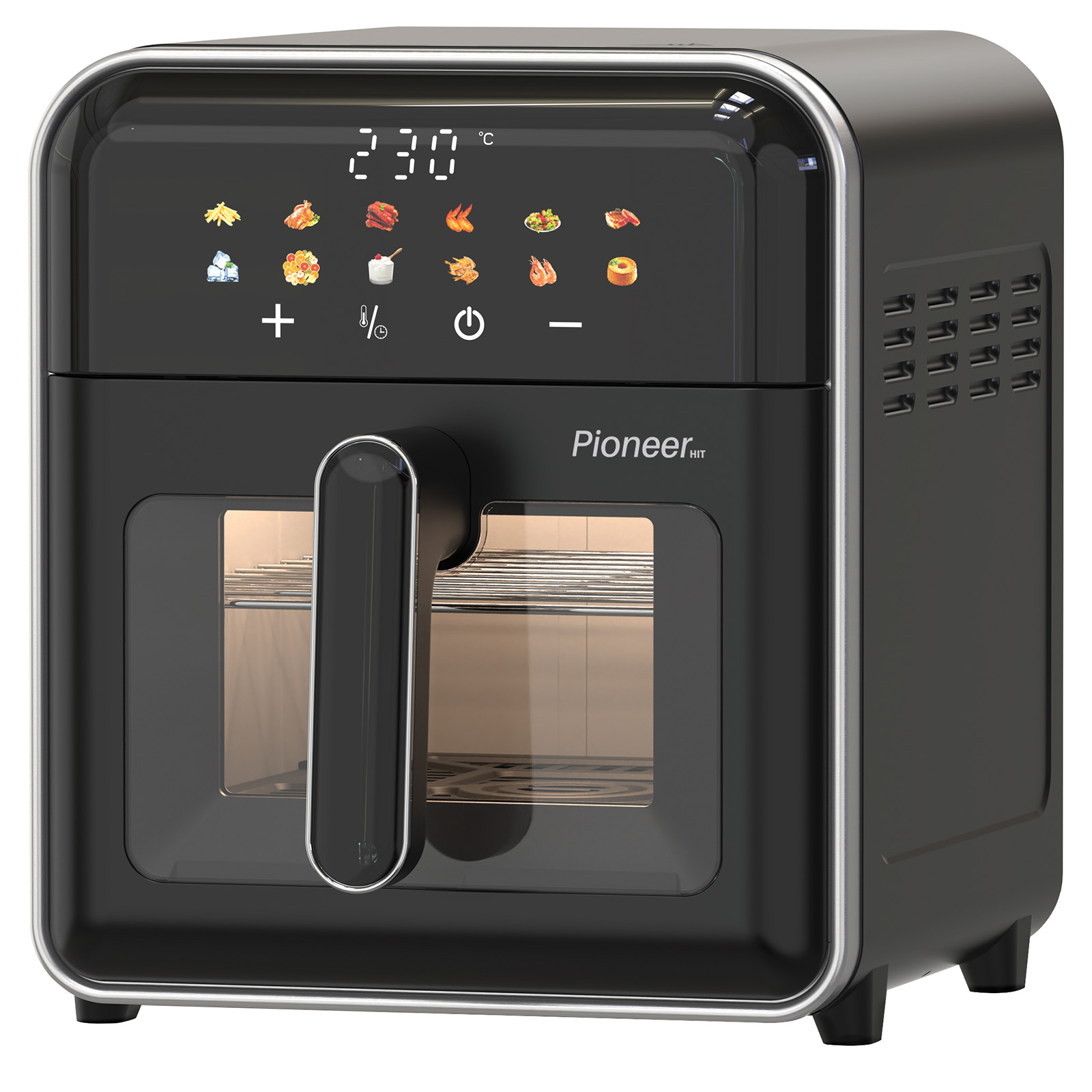Аэрогриль Pioneer SM537D, черный, 2500Вт, 9л, 30-230°С 12 программ, сенсор