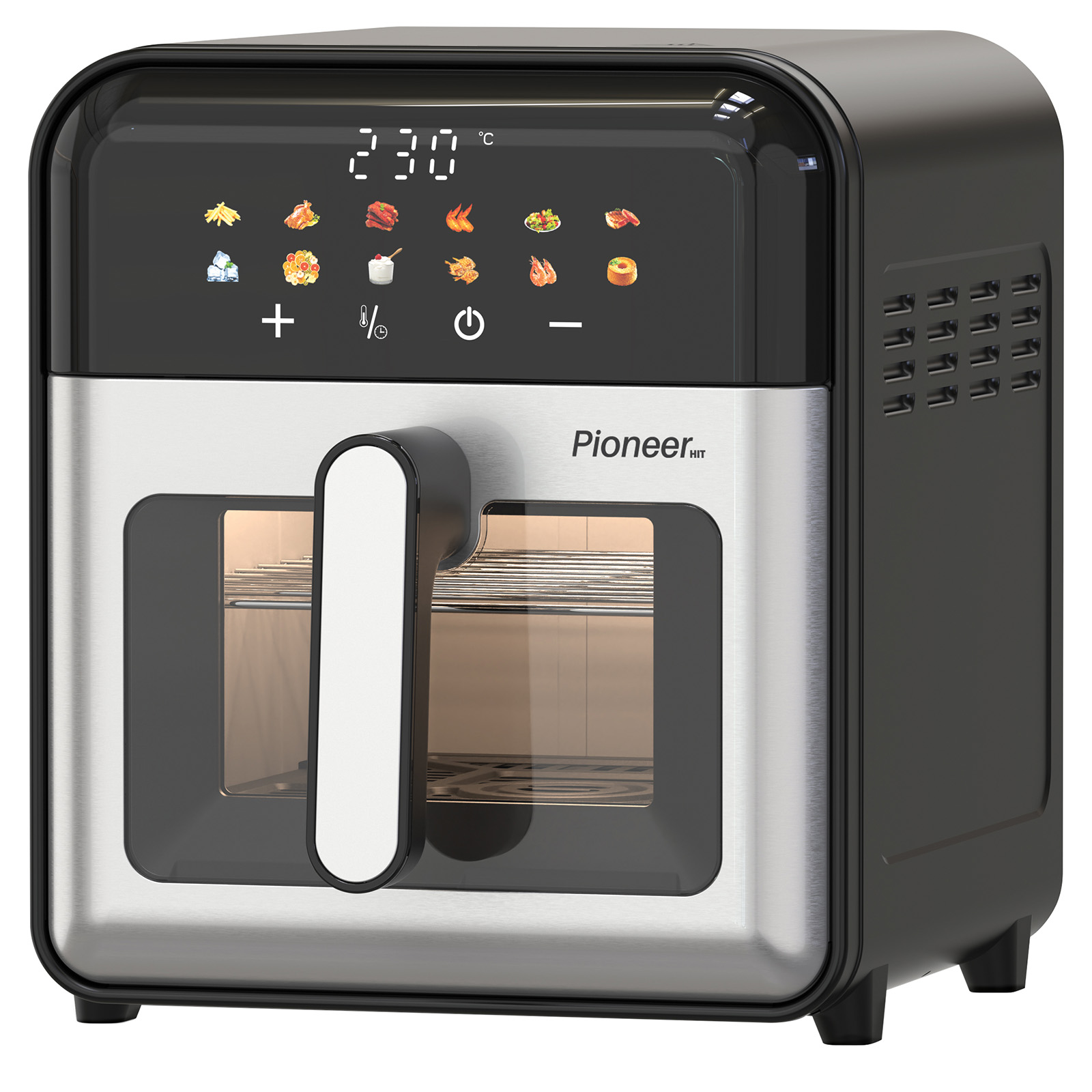 Аэрогриль Pioneer SM538D, черный, 2500Вт, 9л, 30-230°С 12 программ, сенсор