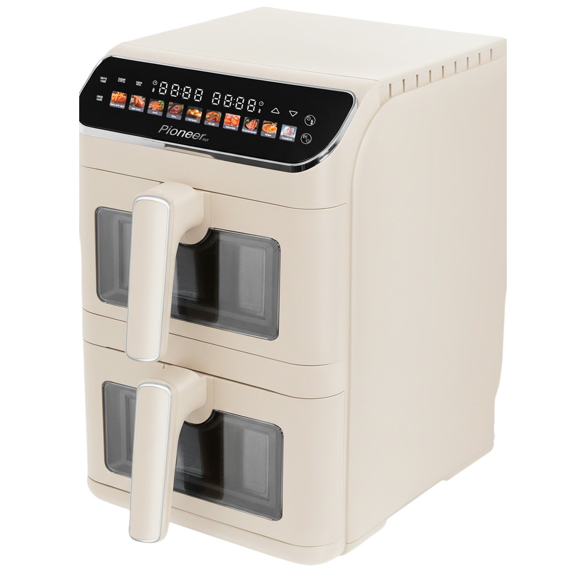 Аэрогриль Pioneer SM560D beige, с двумя чашами, 1700+1700Вт, 6+6л, 80-200°С, 12программ, электронное