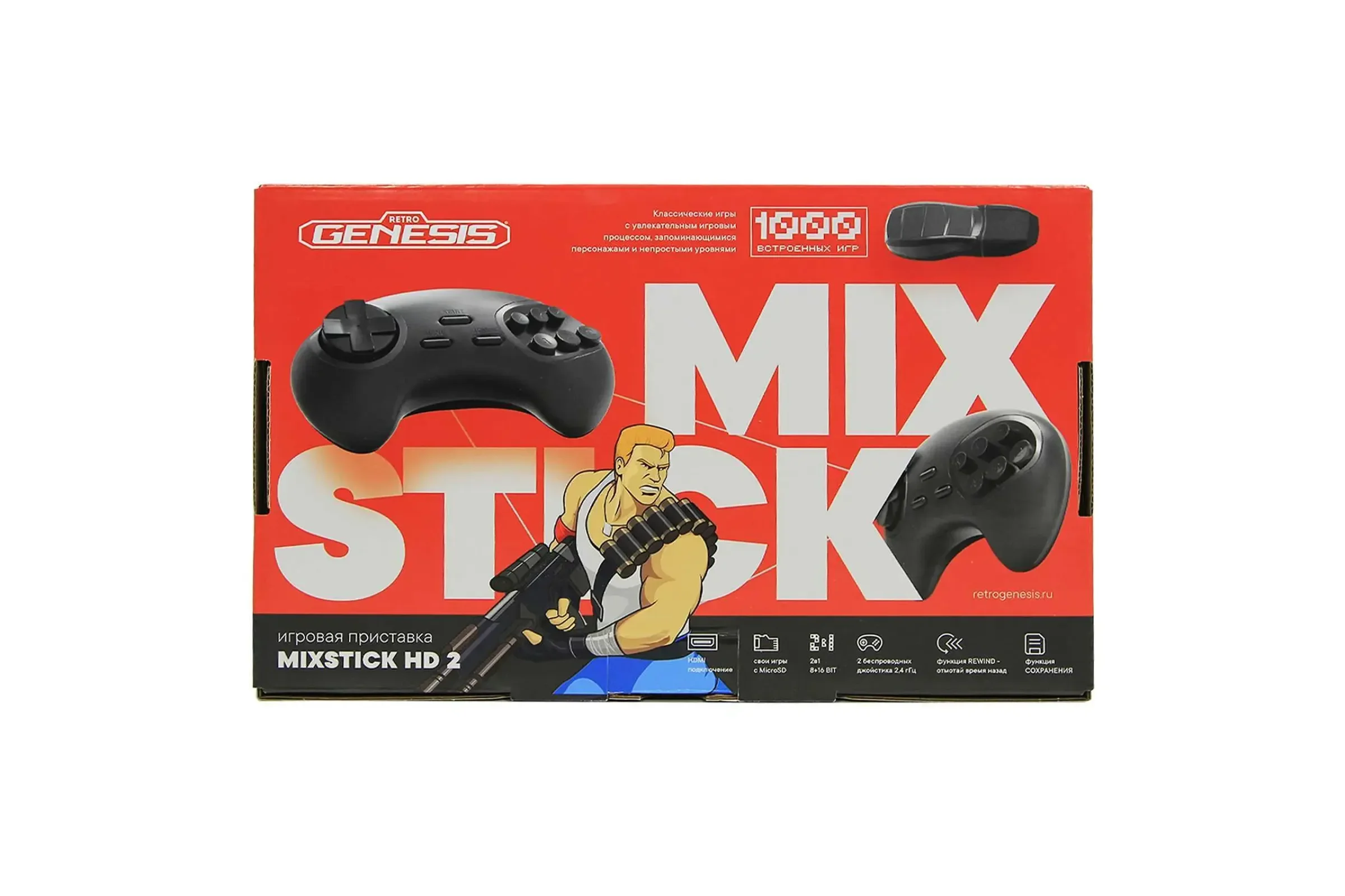 Игровая приставка Retro Genesis MixStick HD 2, 900 игр, 2 беспроводных джойстика, HDMI, 8+16Bit Rewind, RS8