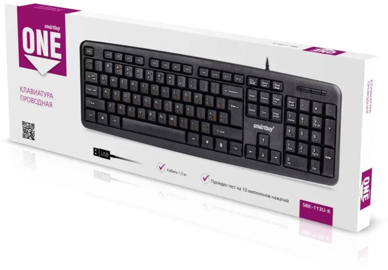 Клавиатура проводная Smartbuy ONE 113 USB черная (SBK-113U-K)/20