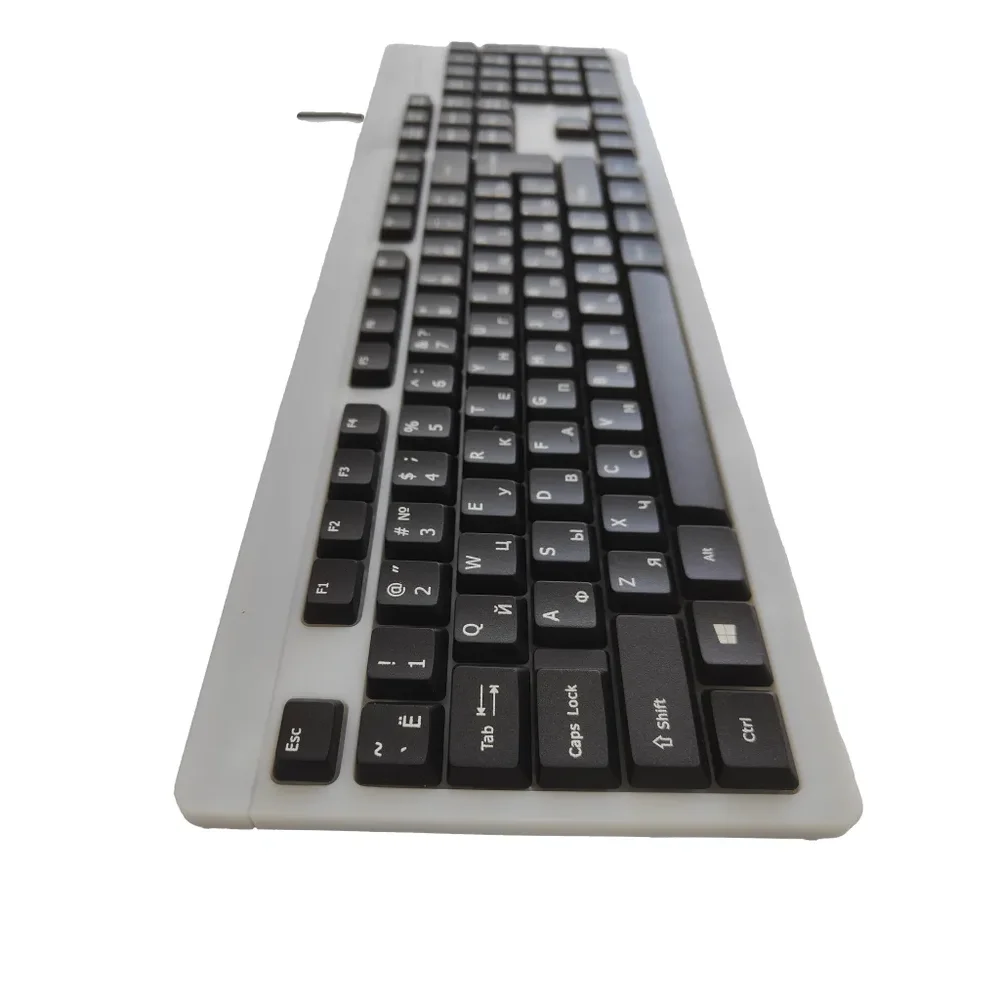 Клавиатура проводная БЕШТАУ КЛ104РУ (SG) (104 клавиши, USB, 1,8 м, цвет русской/латинской раскладки белый/белый, лазерная гравировка, черная/МИНПРОМТО