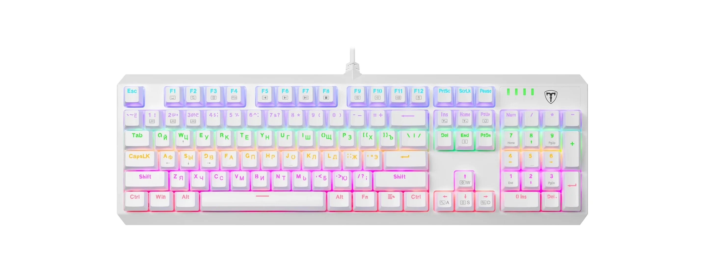 Клавиатура проводная игровая T-Line (72374) Axis RU,радужн,белый