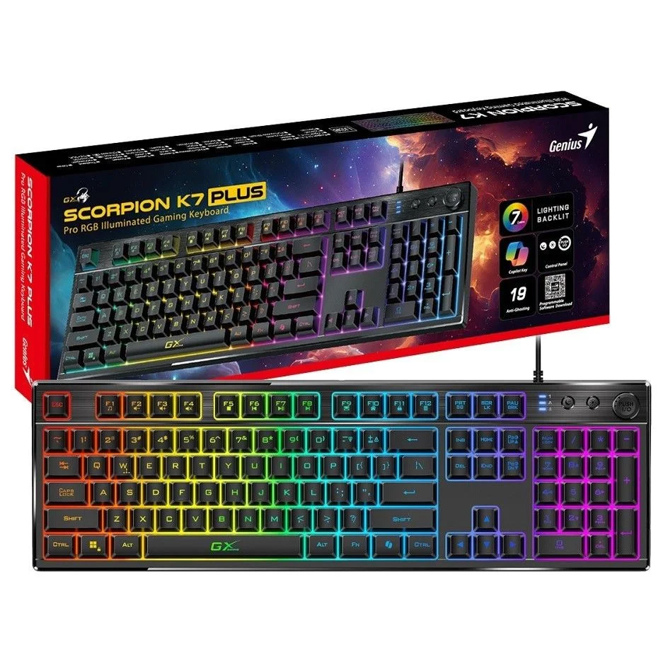 Клавиатура проводная игровая проводная Genius Scorpion K7 Plus, USB, черный