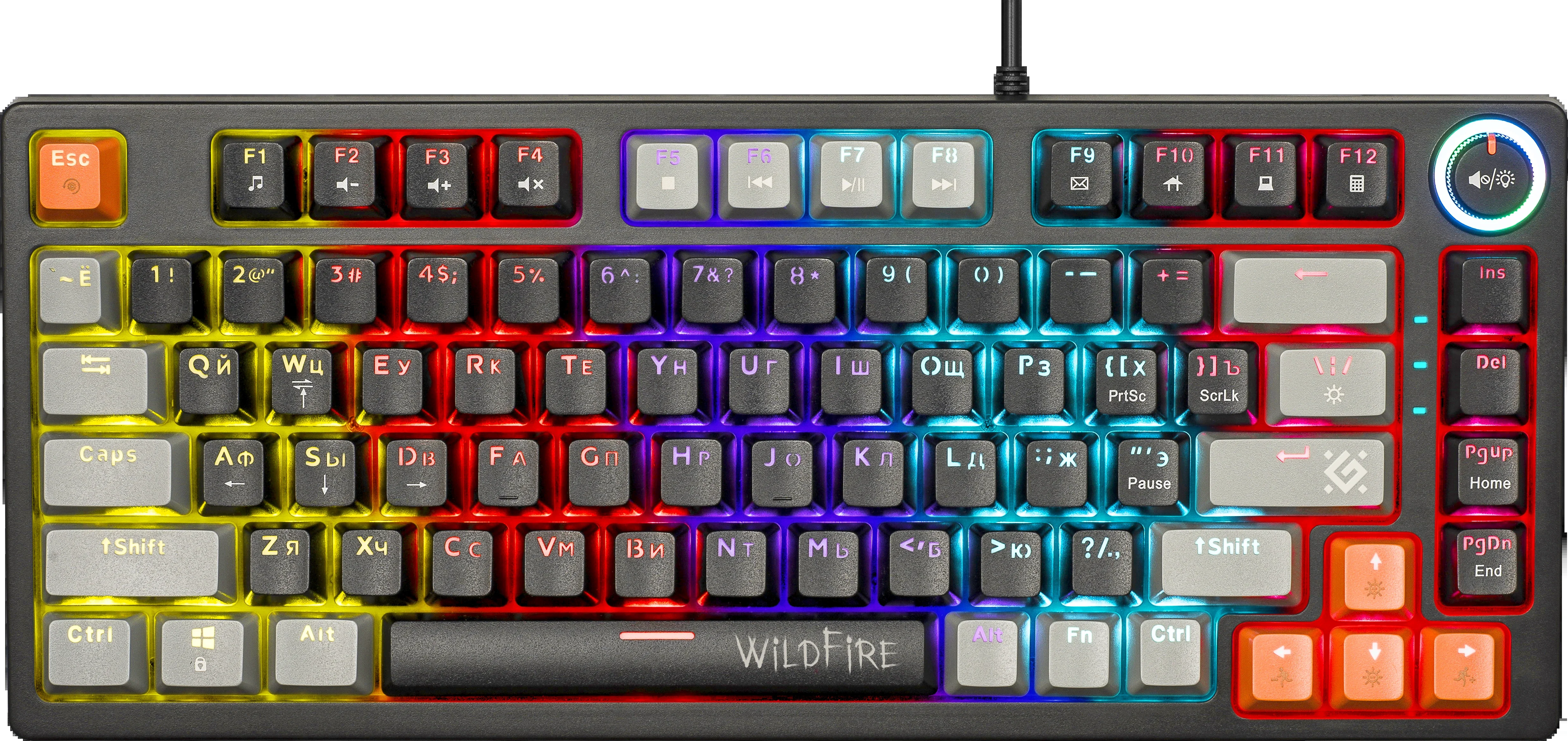 Клавиатура проводная механическая Defender Wildfire GK-213 RU,чер/сер,82кн,TNT розов,1.5м 1