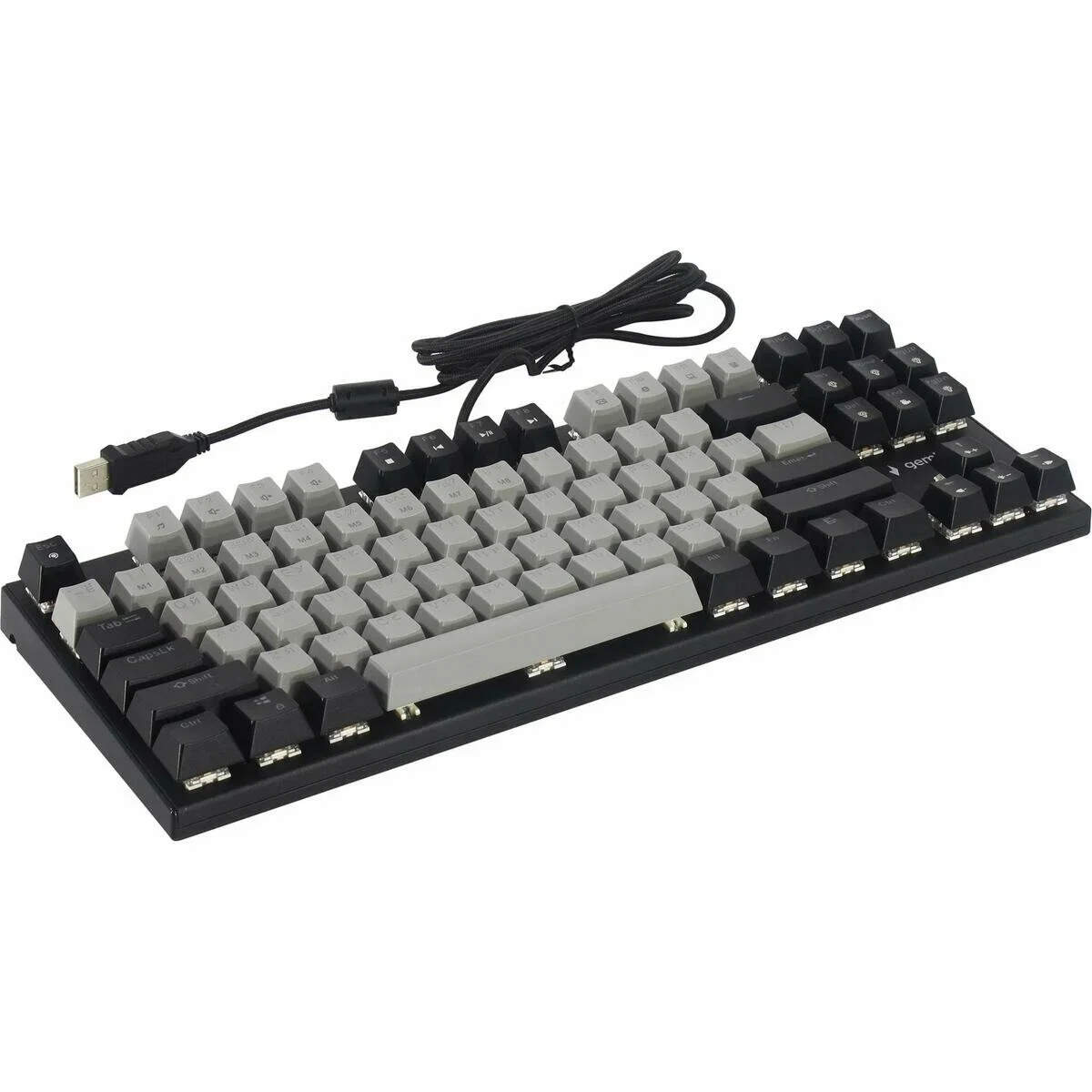 Клавиатура проводная механическая Gembird KB-G600, 87кл, Rainbow, красн.свитчи, 1.8м, черная