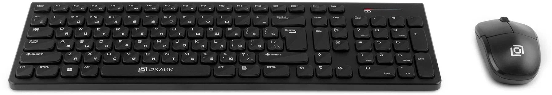 Комплект (клавиатура+мышь) OKLICK 220M, USB, беспроводной, черный