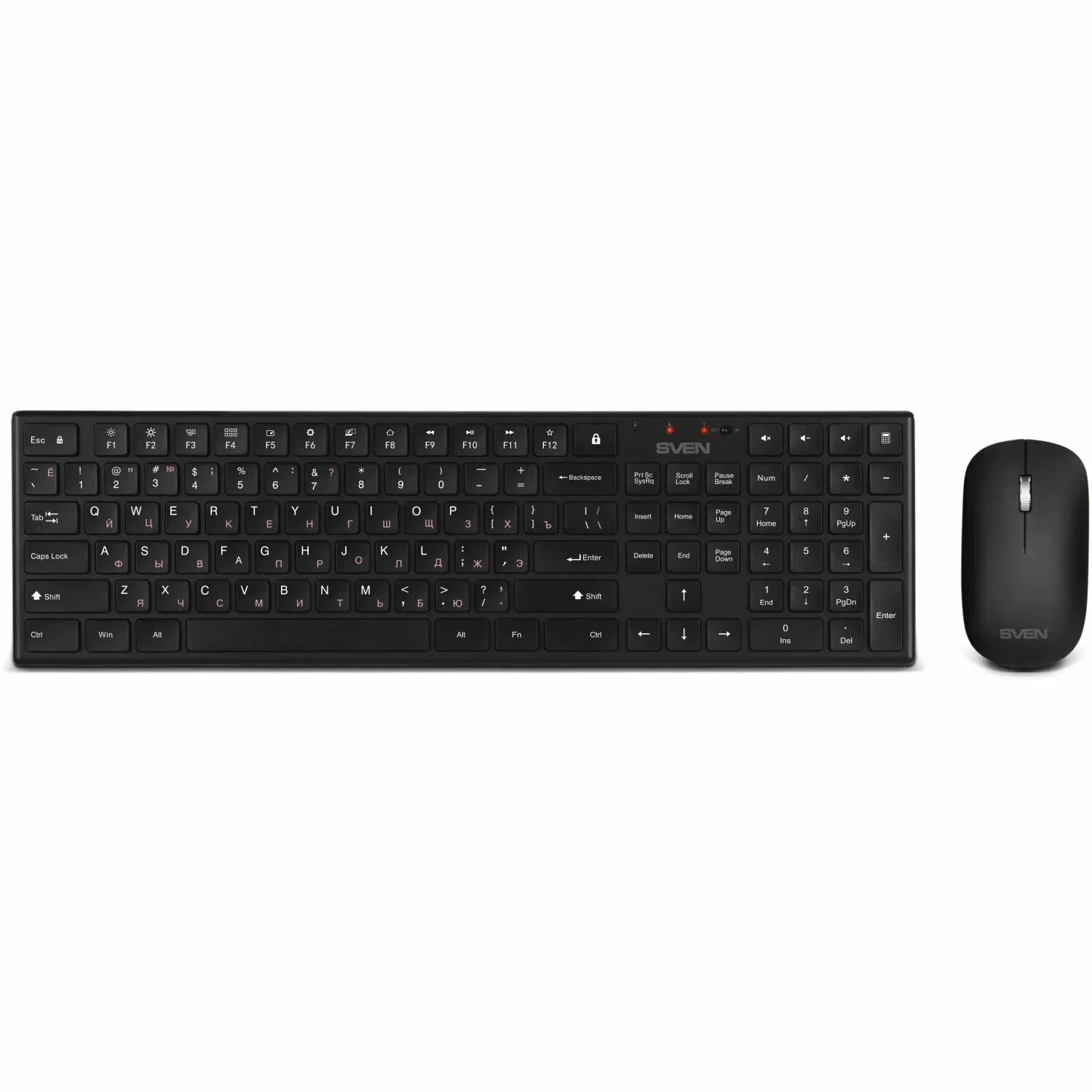 Комплект беспроводной SVEN ножничная клавиатура + мышь KB-C2550W черный (109 кл.,12Fn, 1000DPI, 2+1 кл.)