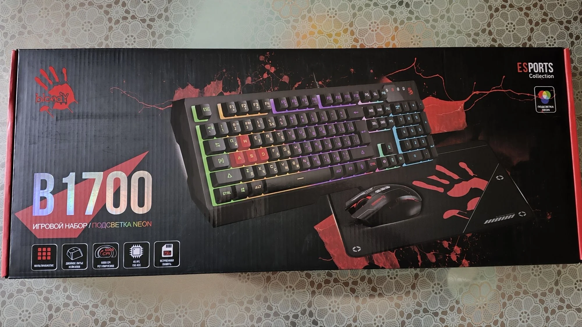 Комплект клавиатура + мышь A4Tech Bloody B1700 клав:черный мышь:черный USB LED (B1700 (B140N +ES7 + BP-50M))