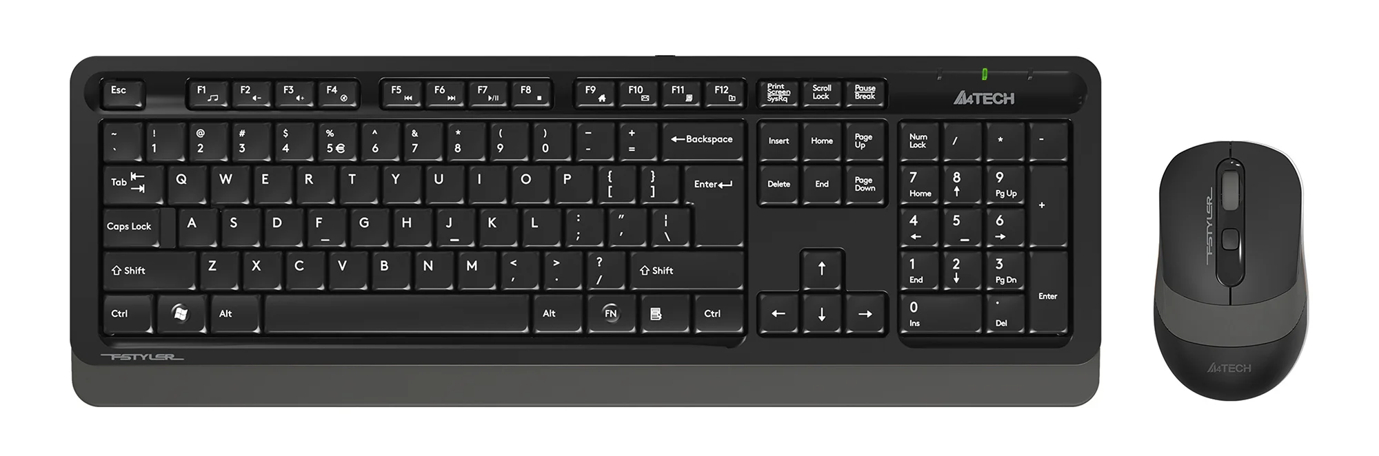 Комплект клавиатура + мышь A4Tech Fstyler FG1010S клав:черный/серый мышь:черный/серый USB беспроводная Multimedia (FG1010S GREY)
