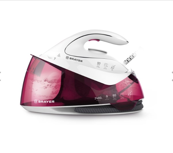 Парогенератор BRAYER 4151BR, 2400 Вт, керамич, антикапля, давл 4 бар, 900 мл, верт отпарив.