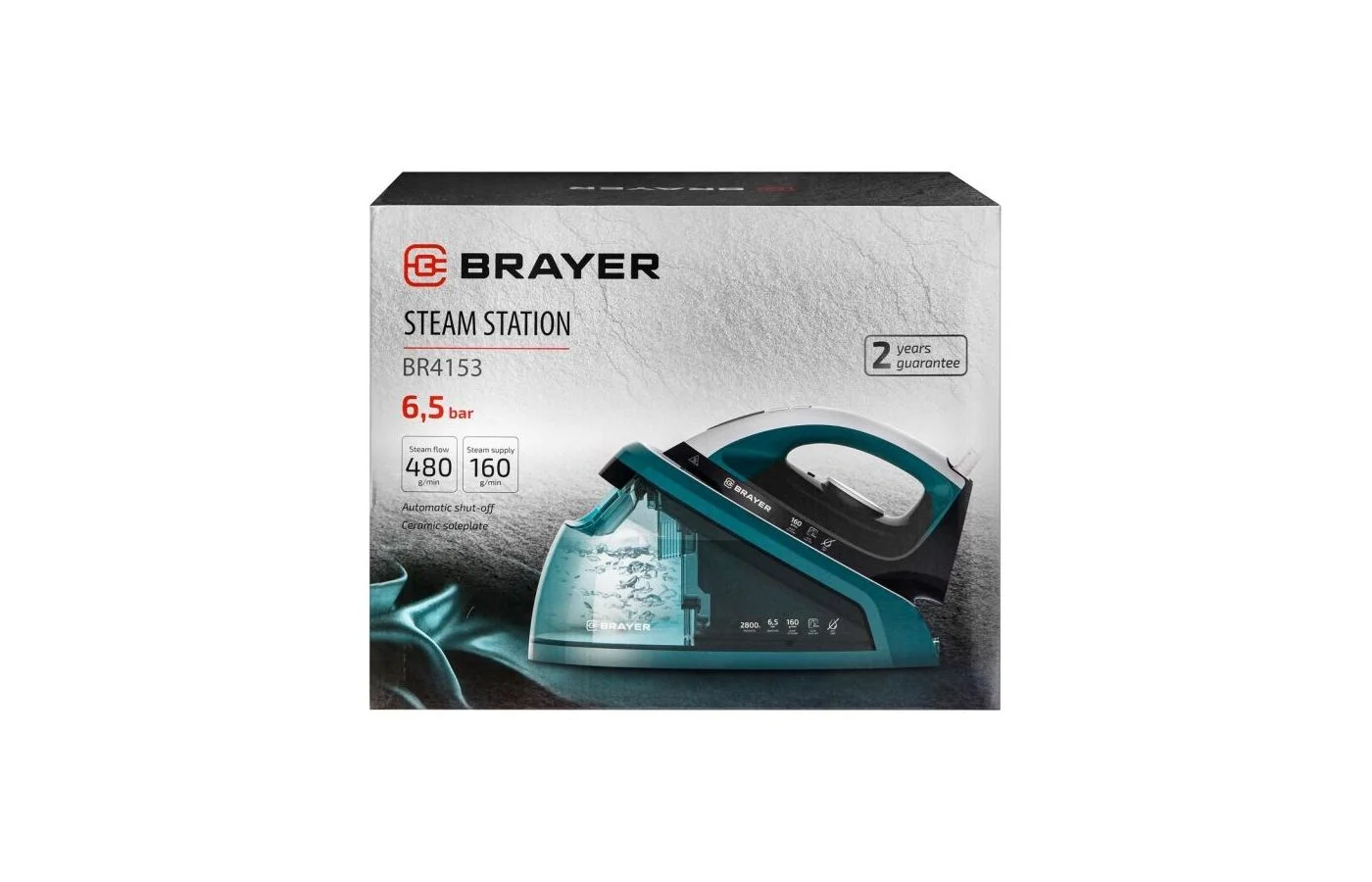 Парогенератор BRAYER BR4153 2800 Вт, керамич, 6.5 бар, 1,8 л, верт отпарив.