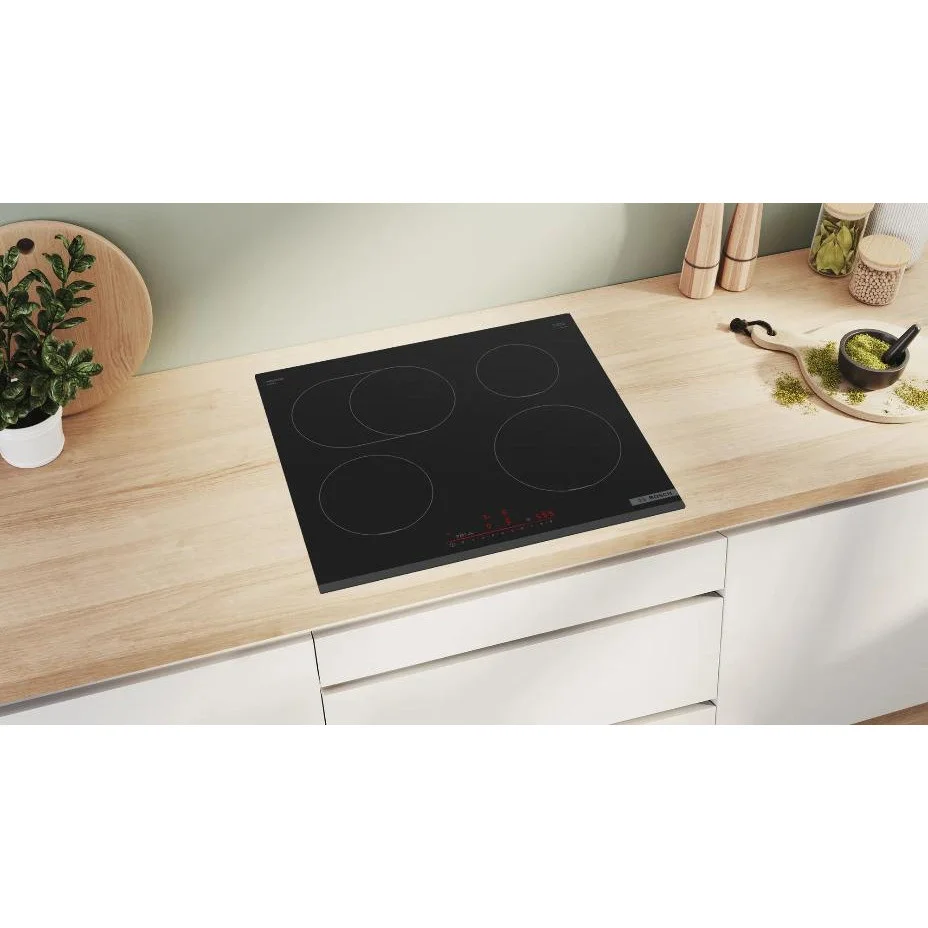 Индукционная варочная панель Bosch PIF631HB1E, 60 см, индукция, скошенные края, сенсорное управление, черный