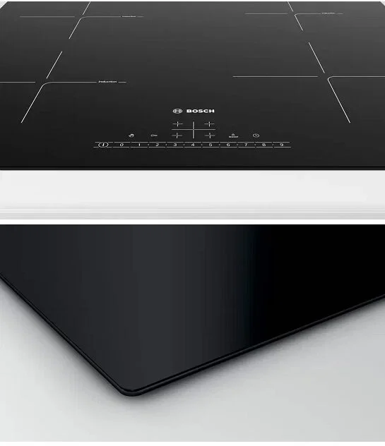 Индукционная варочная панель Bosch PUE611HC1E, 60 см, индукция,скошенные края, сенсорное управление, черный