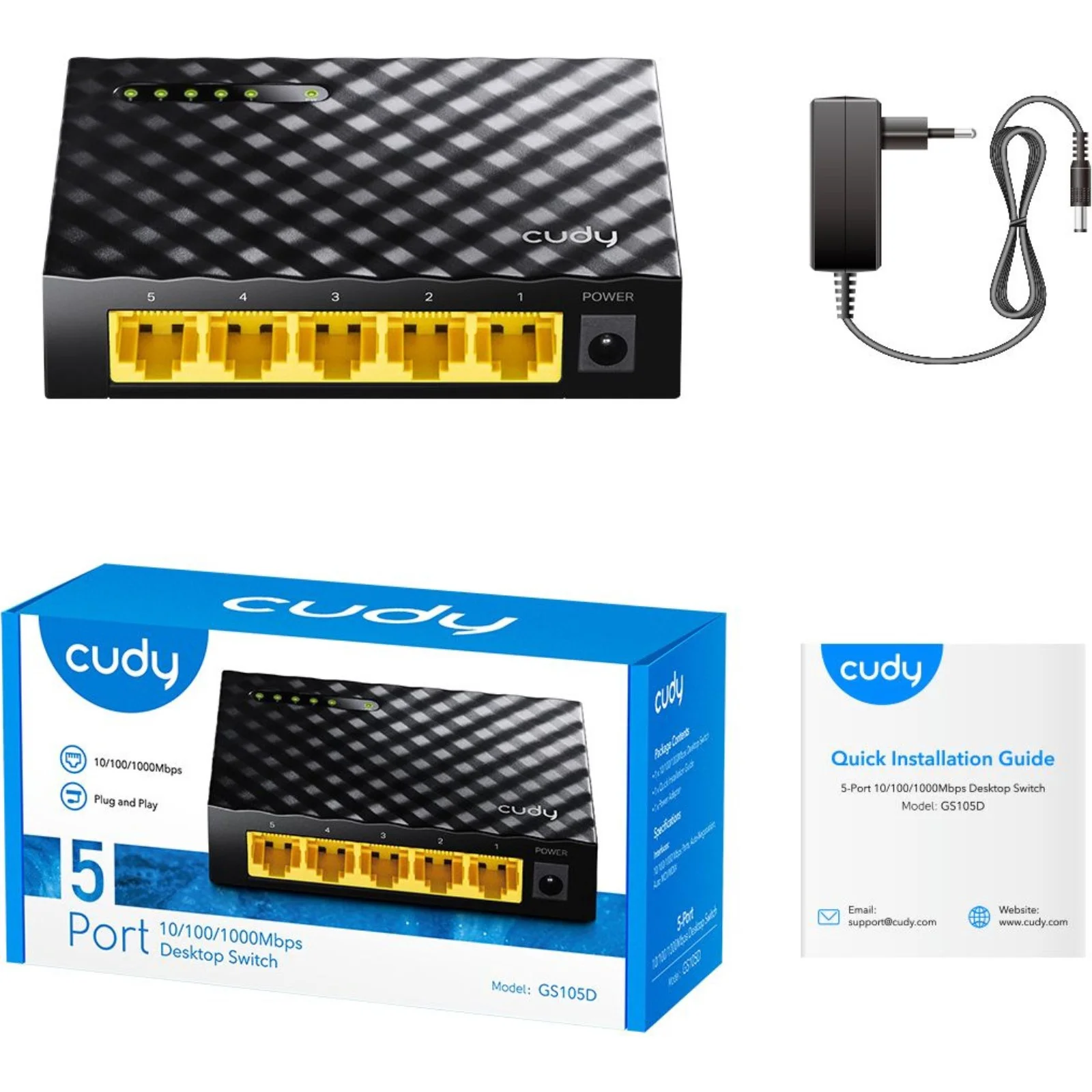 Коммутатор Cudy GS105D (L2) 5x1 Гбит/с неуправляемый