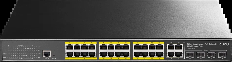 Коммутатор Cudy GS2028PS4-300W, 24×1 Гбит/с, 4×1 Гбит/с SFP
