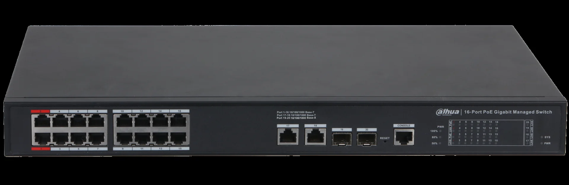 Коммутатор Dahua 20-Port Cloud Managed Gigabit Switch with 16-Port PoE