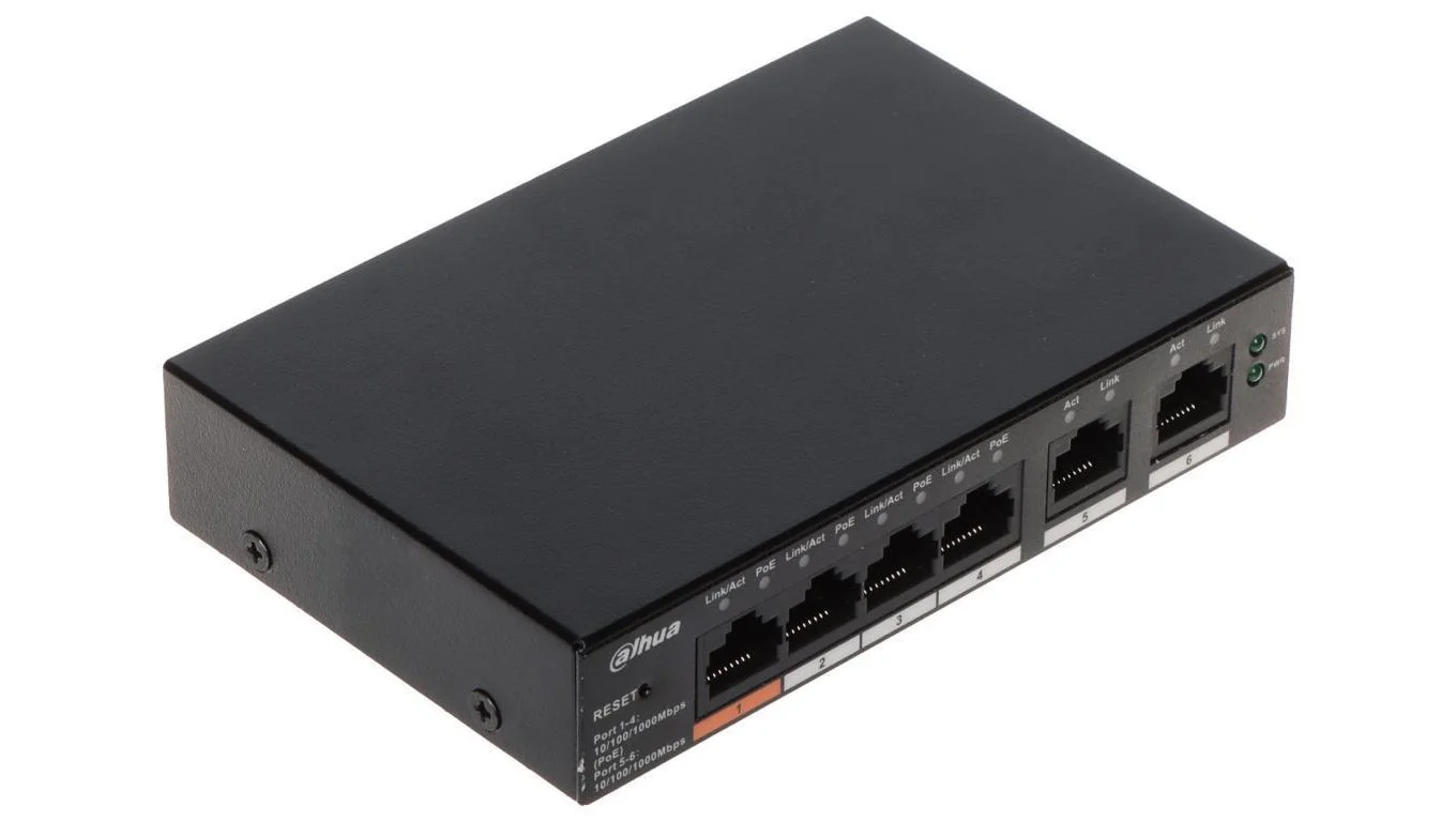 Коммутатор Dahua DH-CS4006-4GT-60 (L2) 4x1 Гбит/с 2xКомбо(1000BASE-T/SFP) 60W управляемый