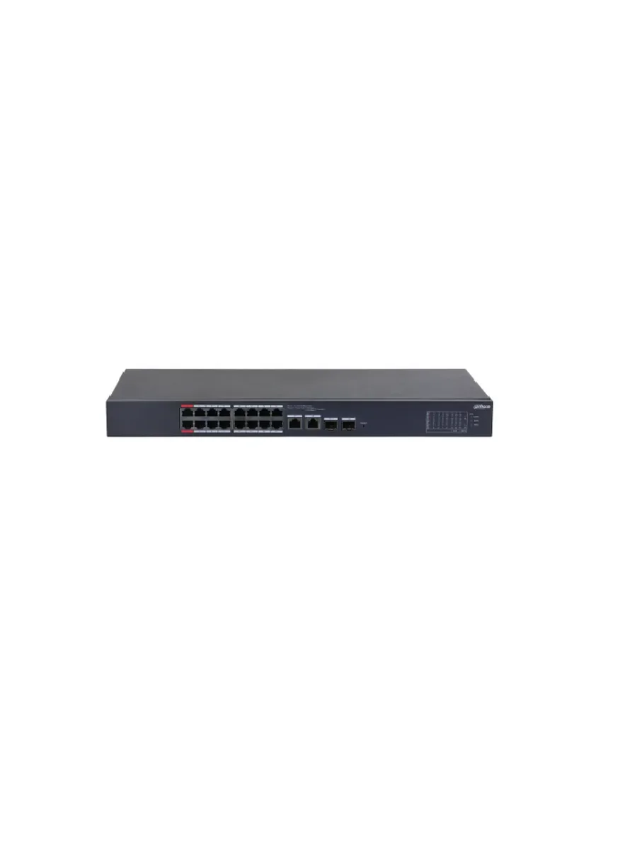 Коммутатор Dahua DH-CS4218-16ET-190 (L2) 16x100 Мбит/с 2x1 Гбит/с 2xКомбо(1000BASE-T/SFP) 2SFP 16PoE 190W управляемый