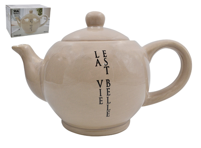 Lavenir Чайник "Жизнь прекрасна" 950 мл, 23,5*13,5*14,6 см HC700-N118 доломит