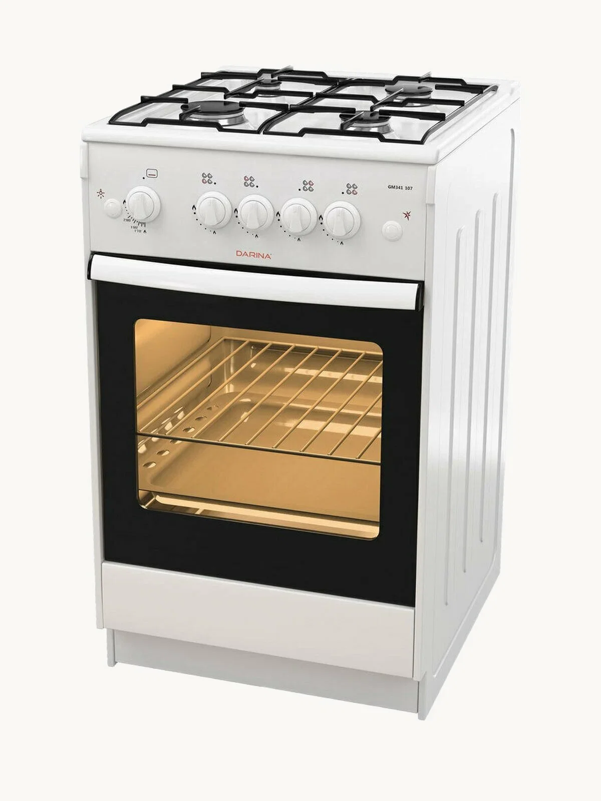Плита Газовая Darina 1A GM341 005 W белый (без крышки) реш.сталь