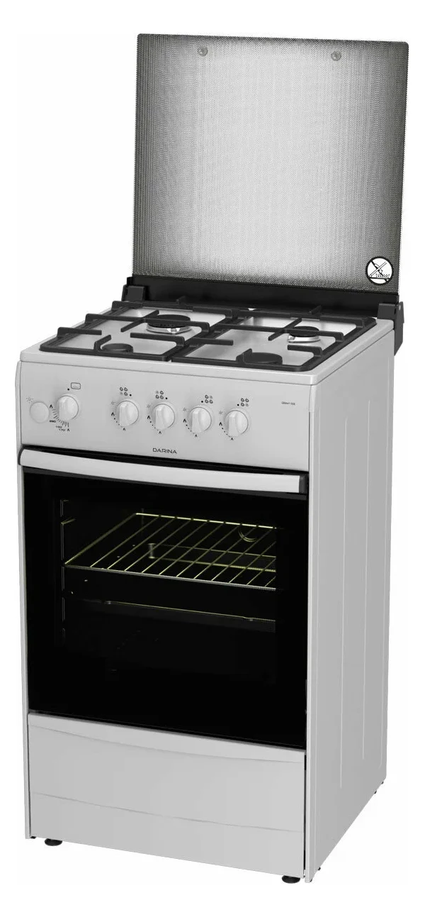 Плита Газовая Darina 1B1 GM 441 008 W белый/черный (стеклянная крышка) реш.чугун
