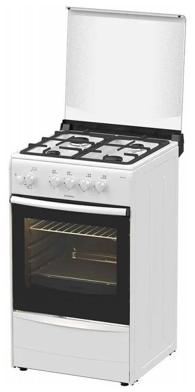 Плита Газовая Darina 1B1 GM 441 008 W белый/черный (стеклянная крышка) реш.чугун
