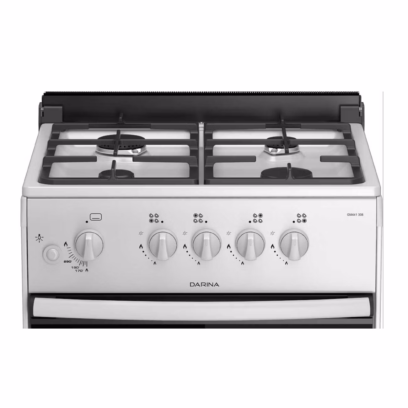 Плита Газовая Darina 1B1 GM 441 008 W белый/черный (стеклянная крышка) реш.чугун