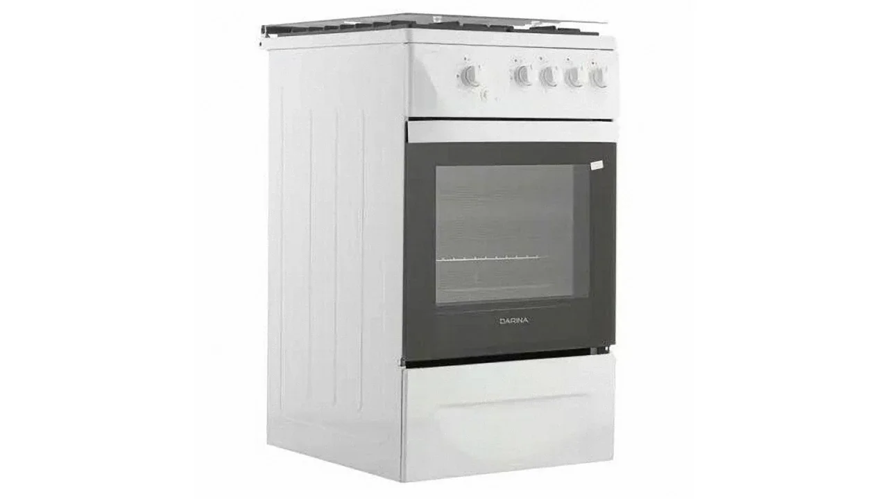 Плита Газовая Darina 1D1 GM 241 008 W белый/черный (стеклянная крышка) реш.чугун