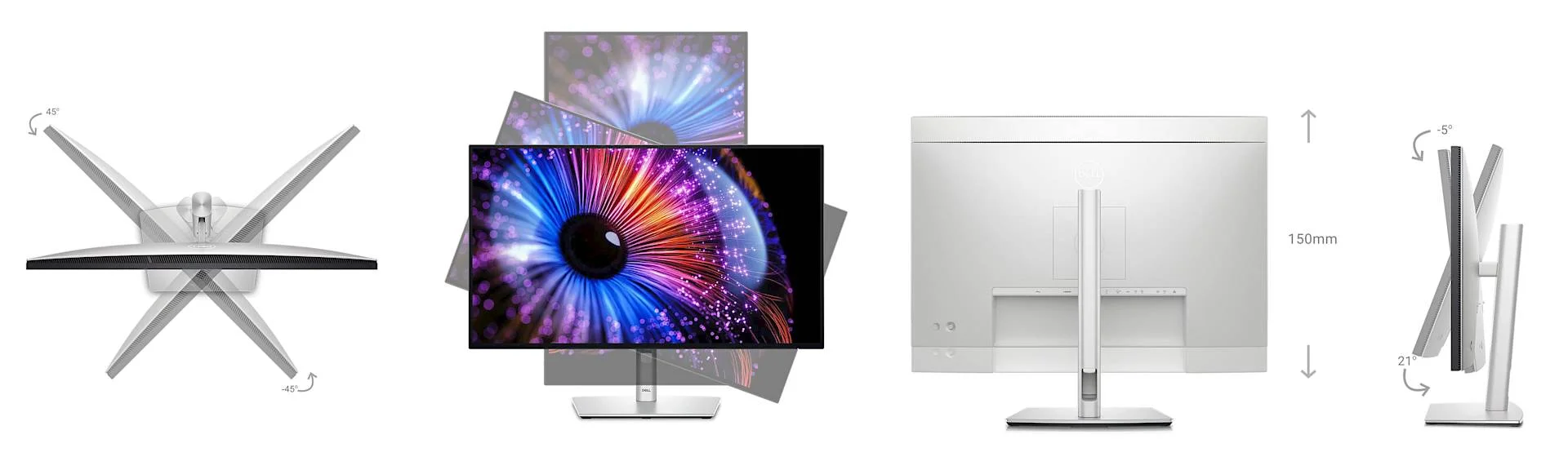 Монитор Dell 27" U2724DE, 16:9, IPS, QHD, 5ms, 350cd, 120Hz, HDMI, DP, DP OUT, USB, USB-C, Thunderbolt, LAN, HAS