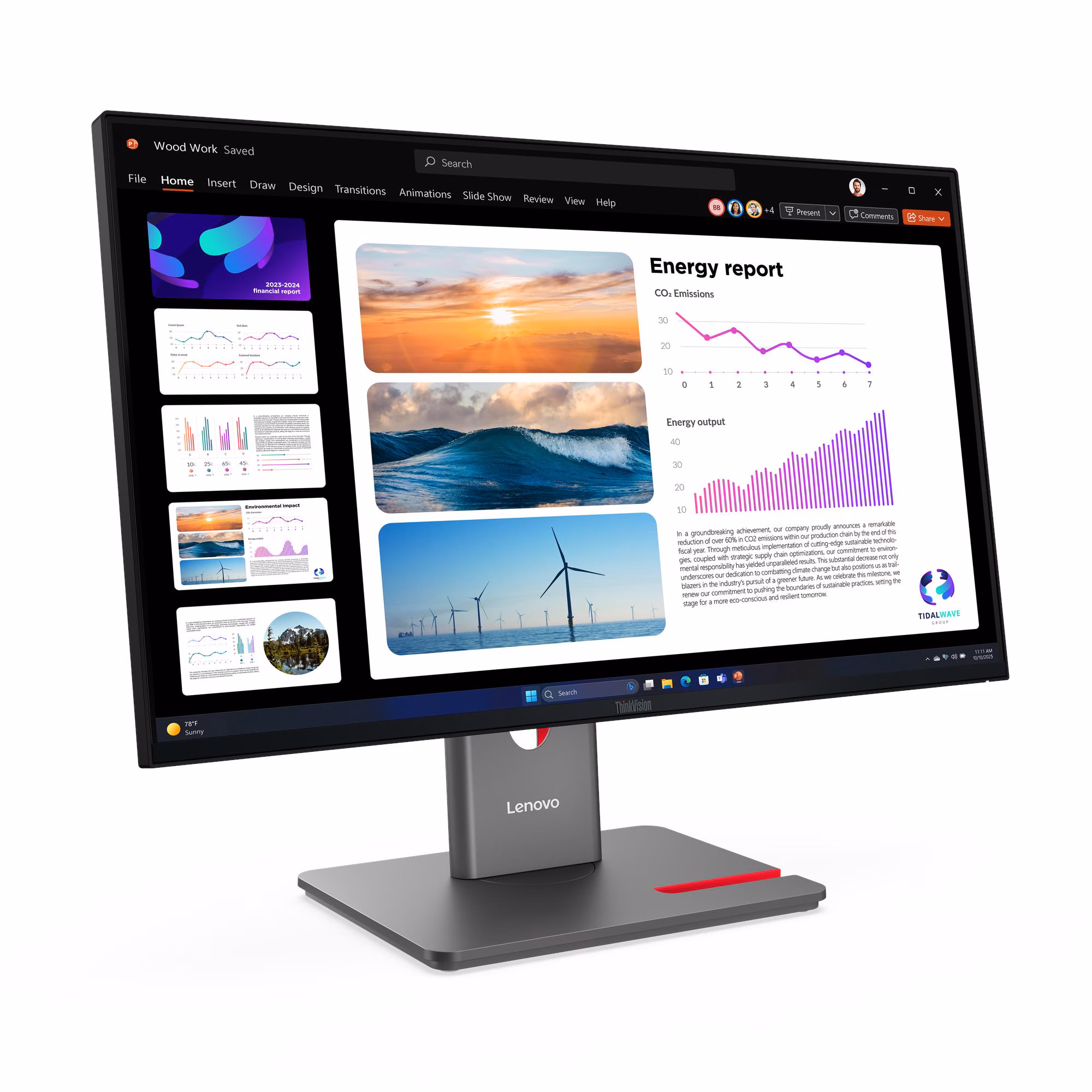 Монитор Lenovo 23,8" P24QD-40, 16:9, IPS, QHD, 4ms, 300cd, 120Hz, HDMI, DP, USB, USB-C, LAN, HAS