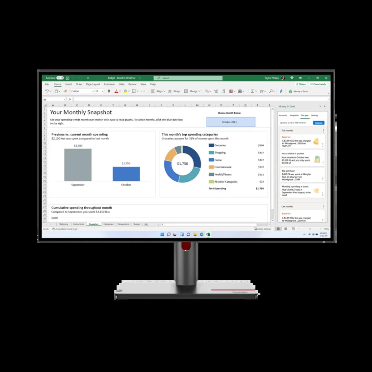 Монитор Lenovo 27" P27h-30, 16:9, IPS, QHD, 4ms, 350cd, 60Hz, HDMI, DP, DP OUT, USB-C, USB, LAN, HAS