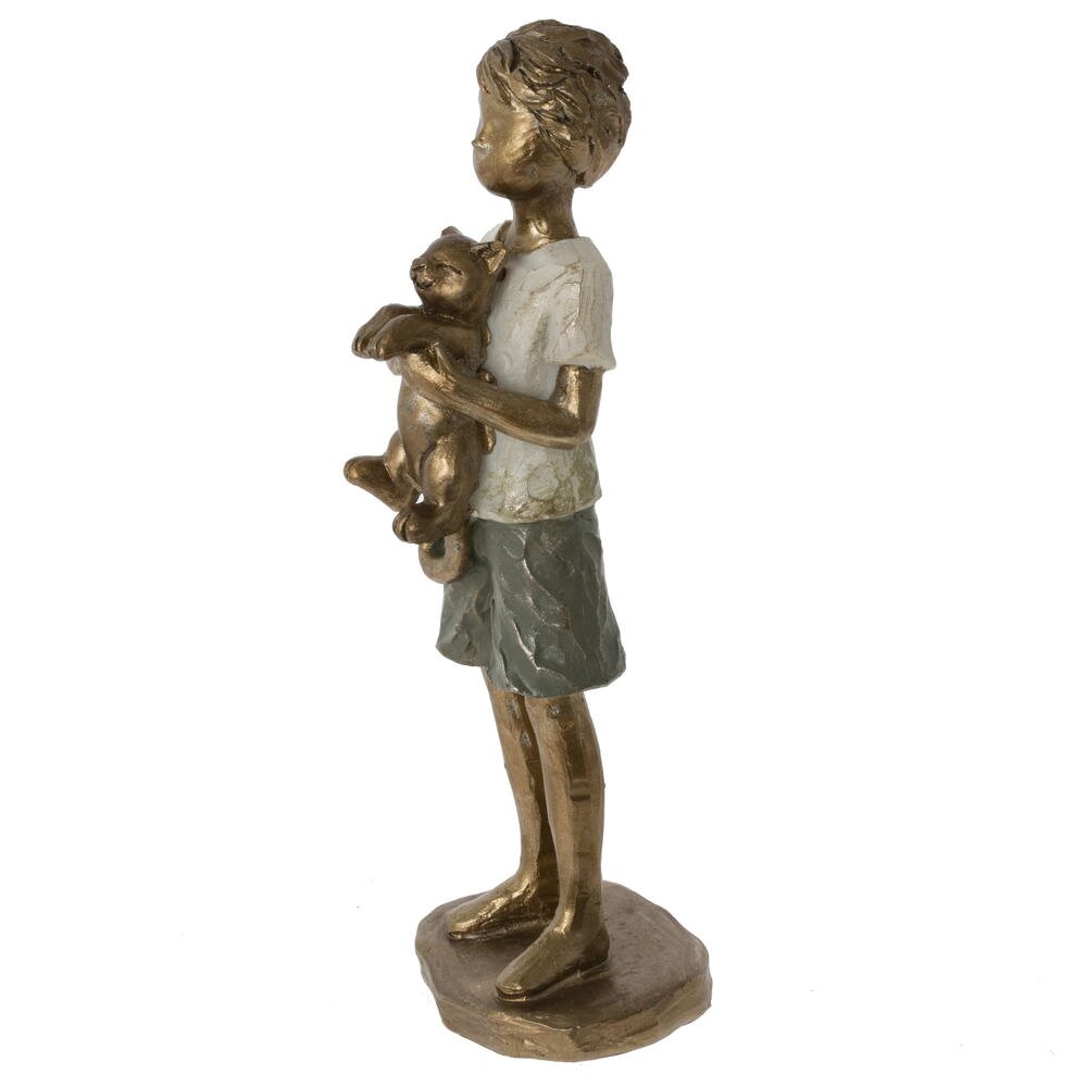 Фигурка декоративная "Мальчик с кошкой", L5,5 W4,5 H16 см